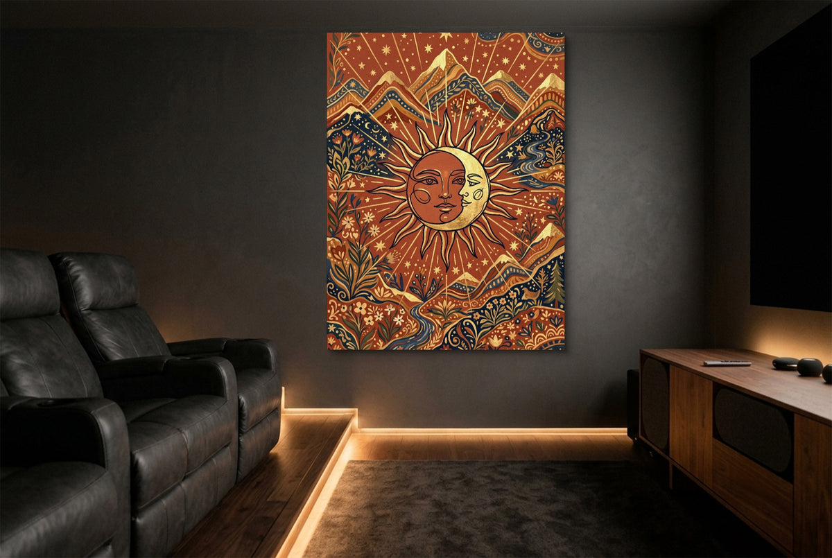 Sun Moon Harmony — sun moon harmony home theater room interior 1port flush print