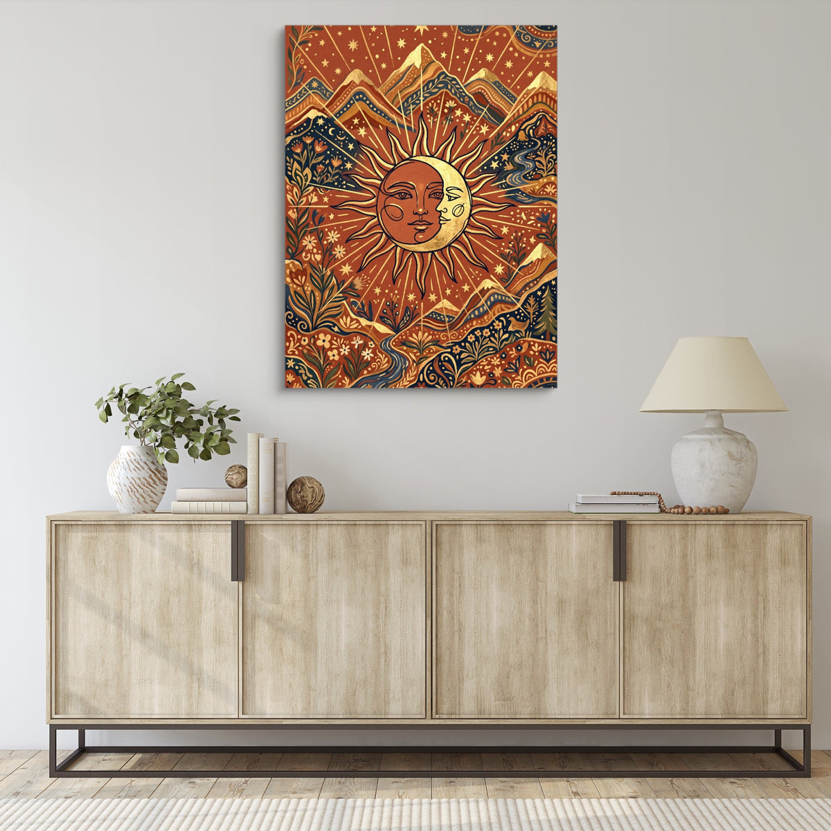 Sun Moon Harmony — sun moon harmony sq living room desk 1port flush print