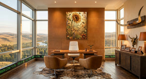 Sunflower Golden Meadow — sunflower golden meadow office with desk and chairs 1port flush print