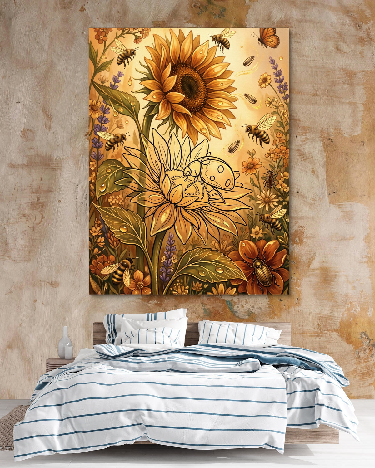 Sunflower Golden Meadow — sunflower golden meadow psd clay beige bedroom 1port flush print