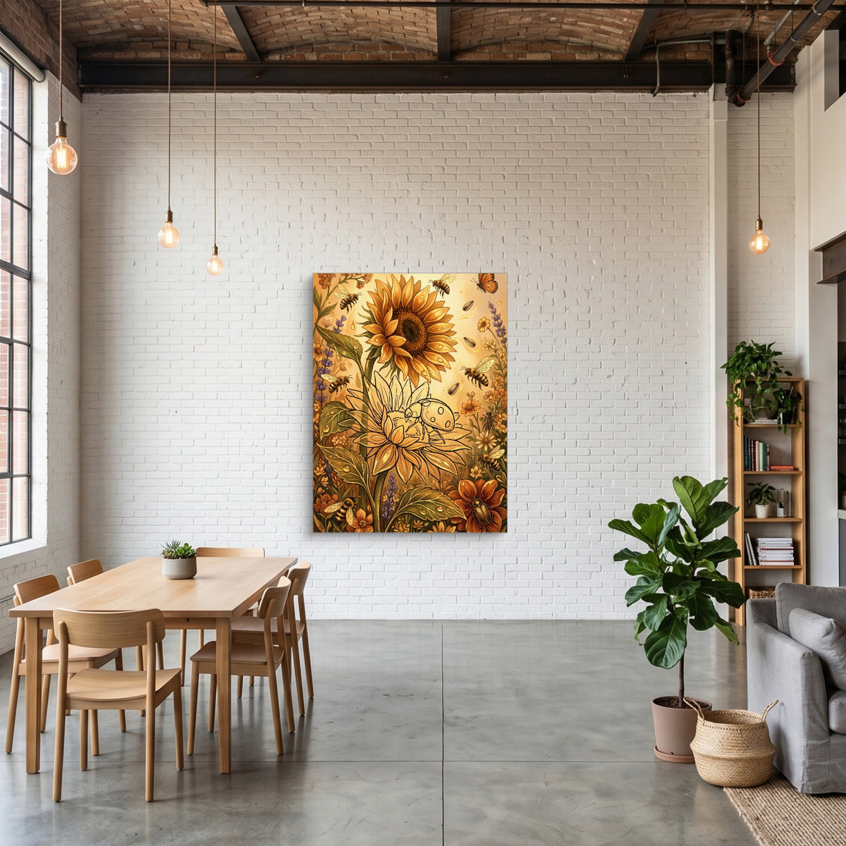 Sunflower Golden Meadow — sunflower golden meadow sq coffe shop far 1port flush print