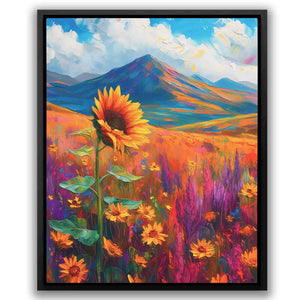 Sunflower Hills - Wall Art in Black Frame