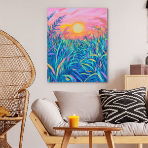 Sunkissed Meadow - Colorful Nature Canvas Print