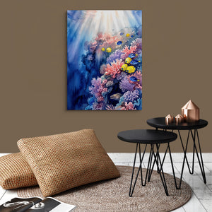 Sunlit Coral Kingdom — sunlit coral kingdom sq brown wallroom 1port flush print