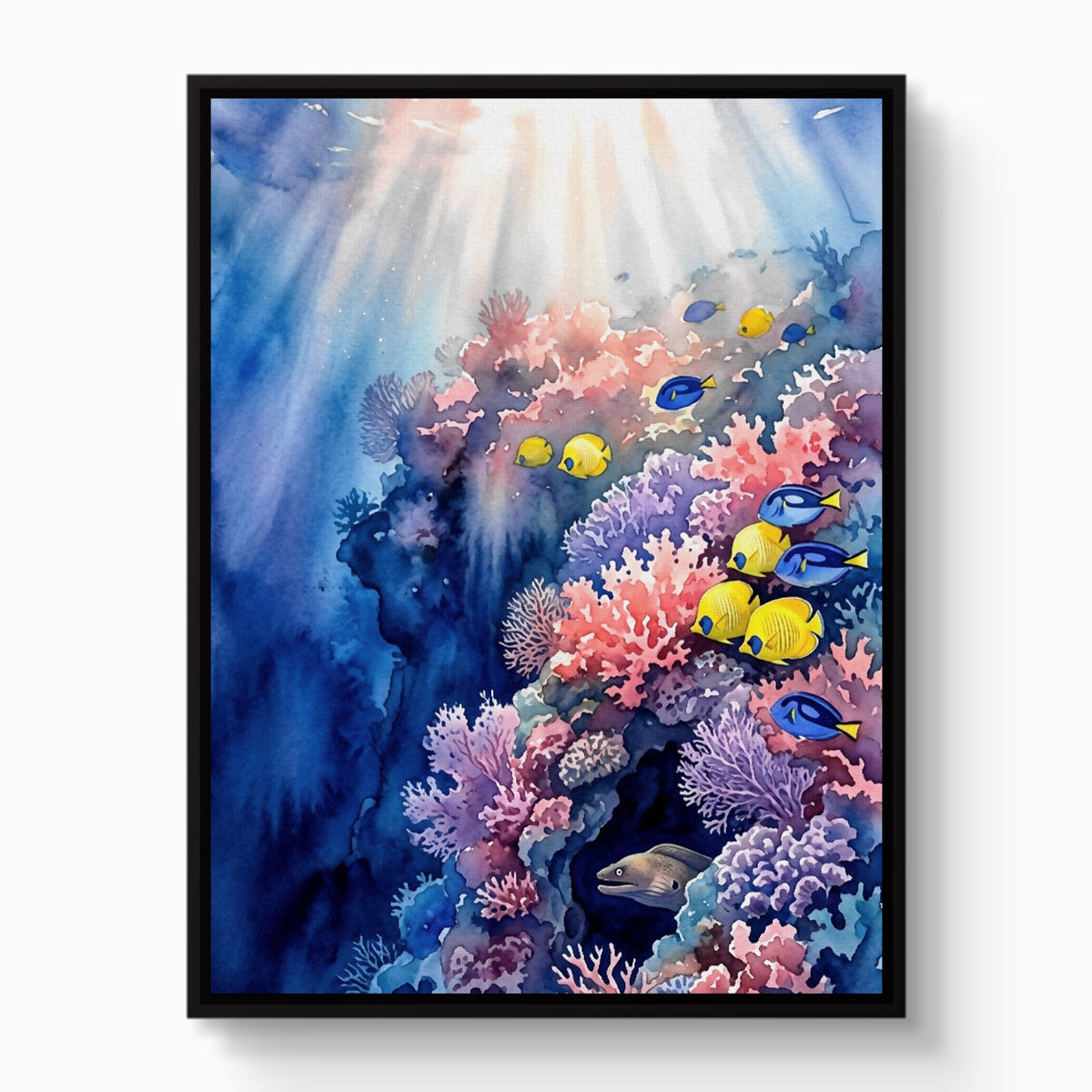 Sunlit Coral Kingdom — sunlit coral kingdom white studio framed black