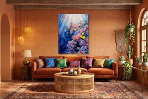 Sunlit Coral Kingdom — sunlit coral kingdom living room interior 1port flush print