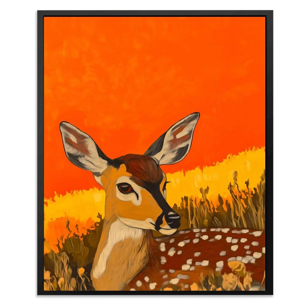 Sunset Deer Gaze - Animals Canvas Wall Art