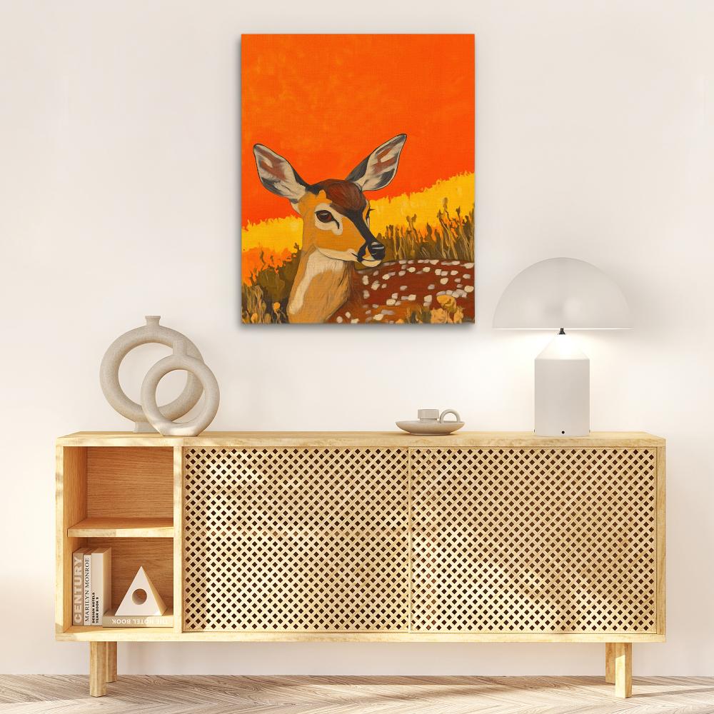 Sunset Deer Gaze - Luxury Wall Art
