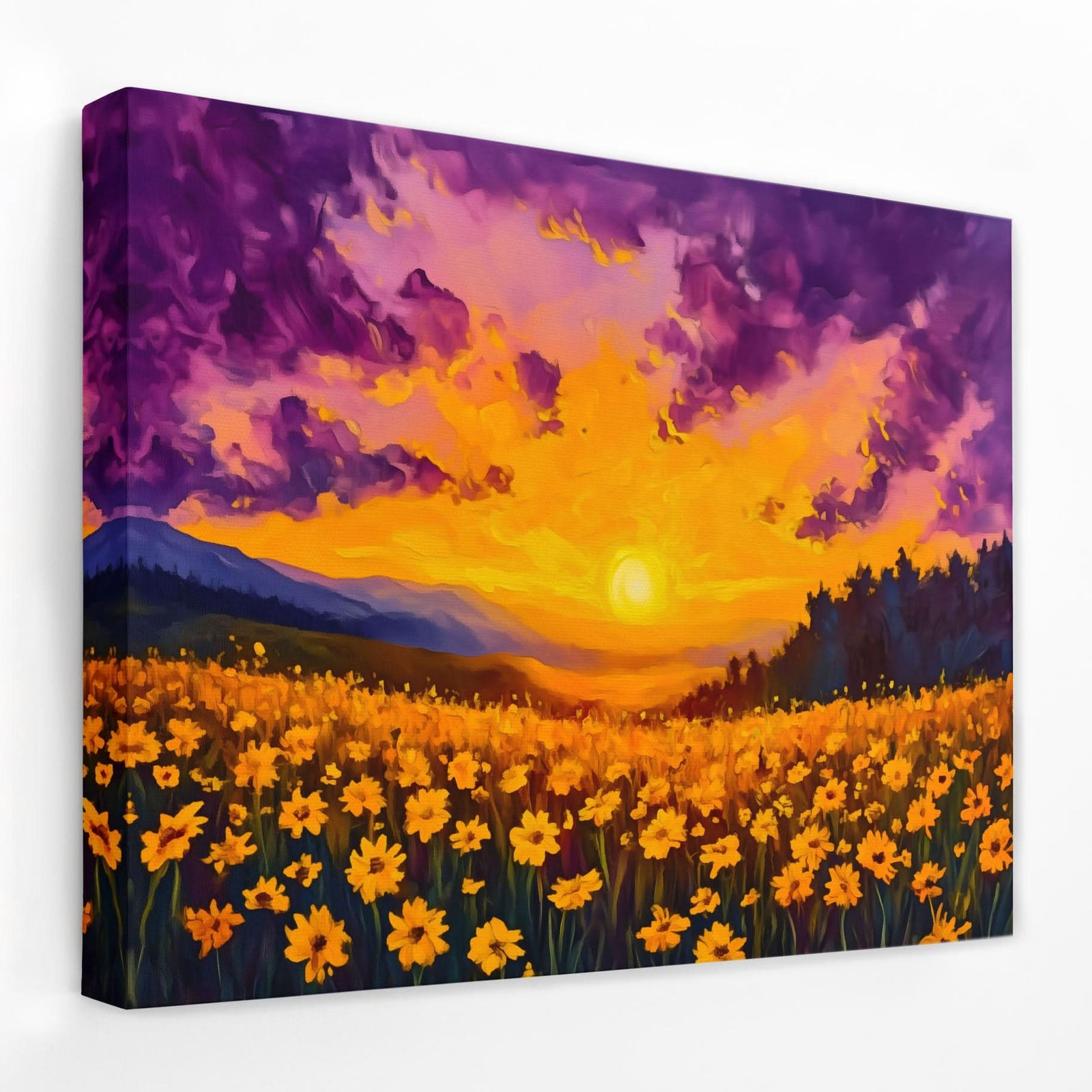 Sunset Field of Gold - Floral Canvas Wall Art