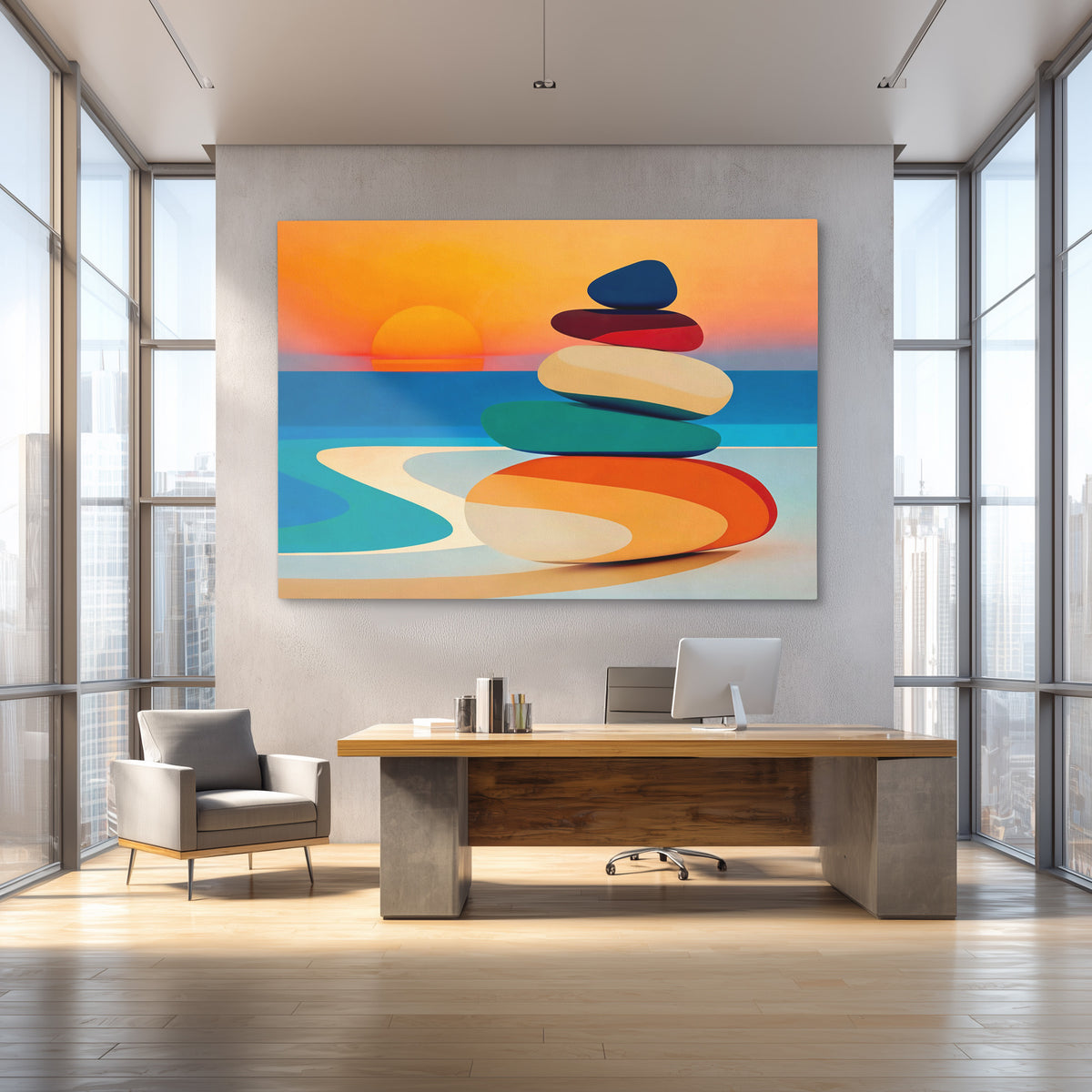 Sunset Stone Balance - Luxury Wall Art