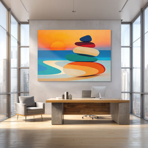 Sunset Stone Balance - Luxury Wall Art