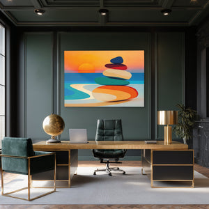 Sunset Stone Balance - Luxury Wall Art