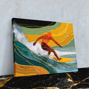 Surfers Golden Flow - Luxury Wall Art