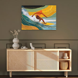 Surfers Golden Flow - Luxury Wall Art