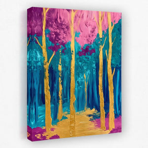 Surreal Gold and Pink Forest - Nature Canvas Wall Art