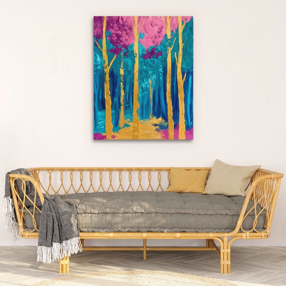 Surreal Gold and Pink Forest - Luxury Wall Art