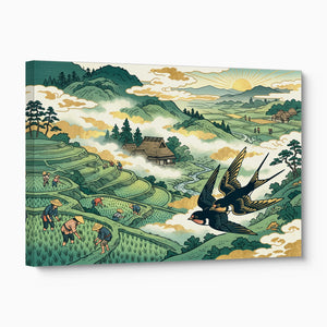 Swallows Golden Sunrise — swallows golden sunrise angled flush print