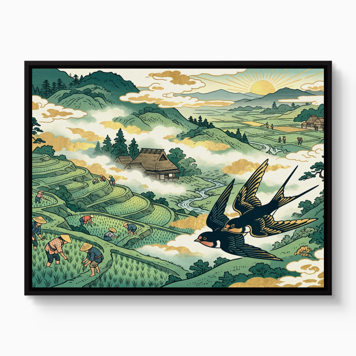 Swallows Golden Sunrise — swallows golden sunrise white studio framed black