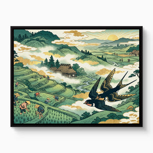 Swallows Golden Sunrise — swallows golden sunrise white studio framed black