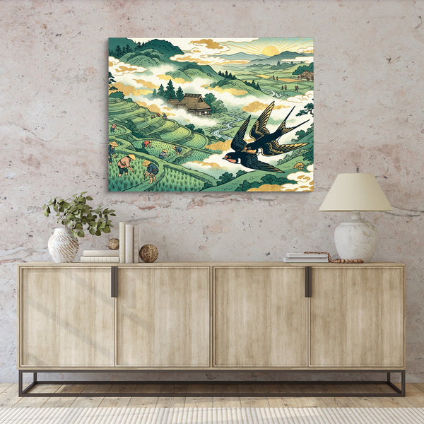 Swallows Golden Sunrise in a room