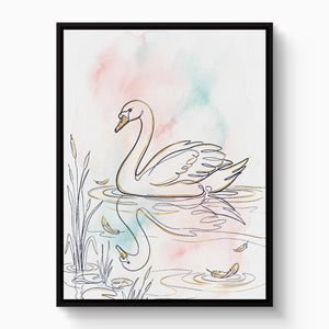 Swan Serene Waters — swan serene waters white studio framed black