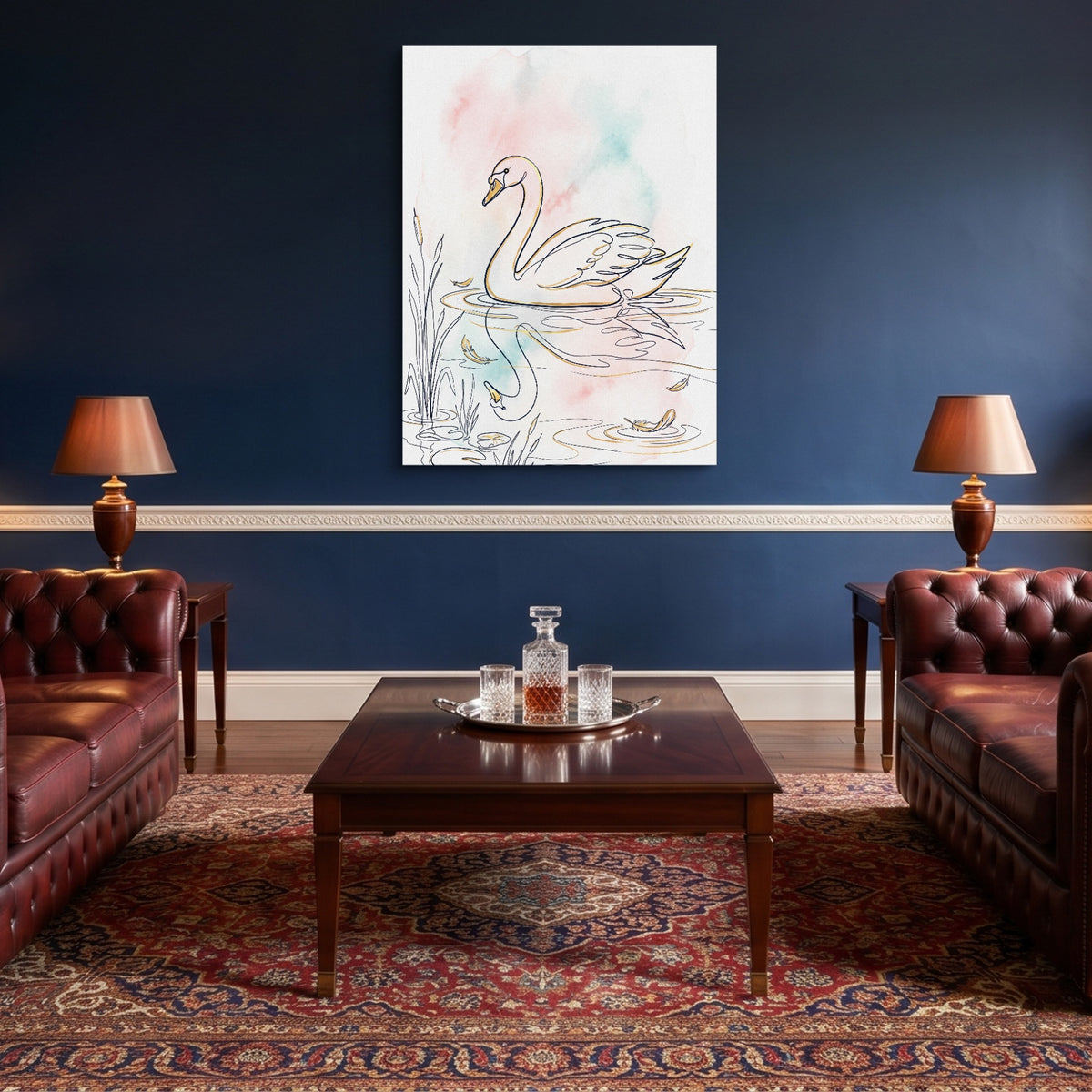 Swan Serene Waters — swan serene waters sq lounge wall 1port flush print
