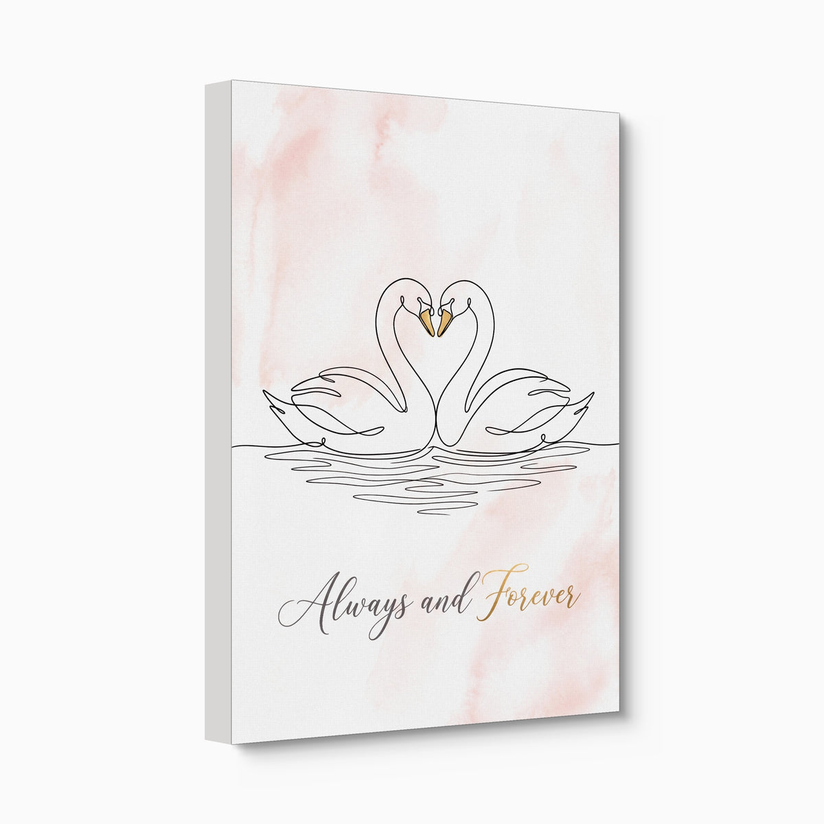 Swans Pink Heart — swans pink heart angled flush print