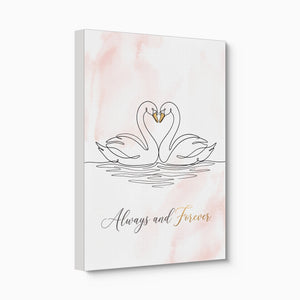 Swans Pink Heart — swans pink heart angled flush print