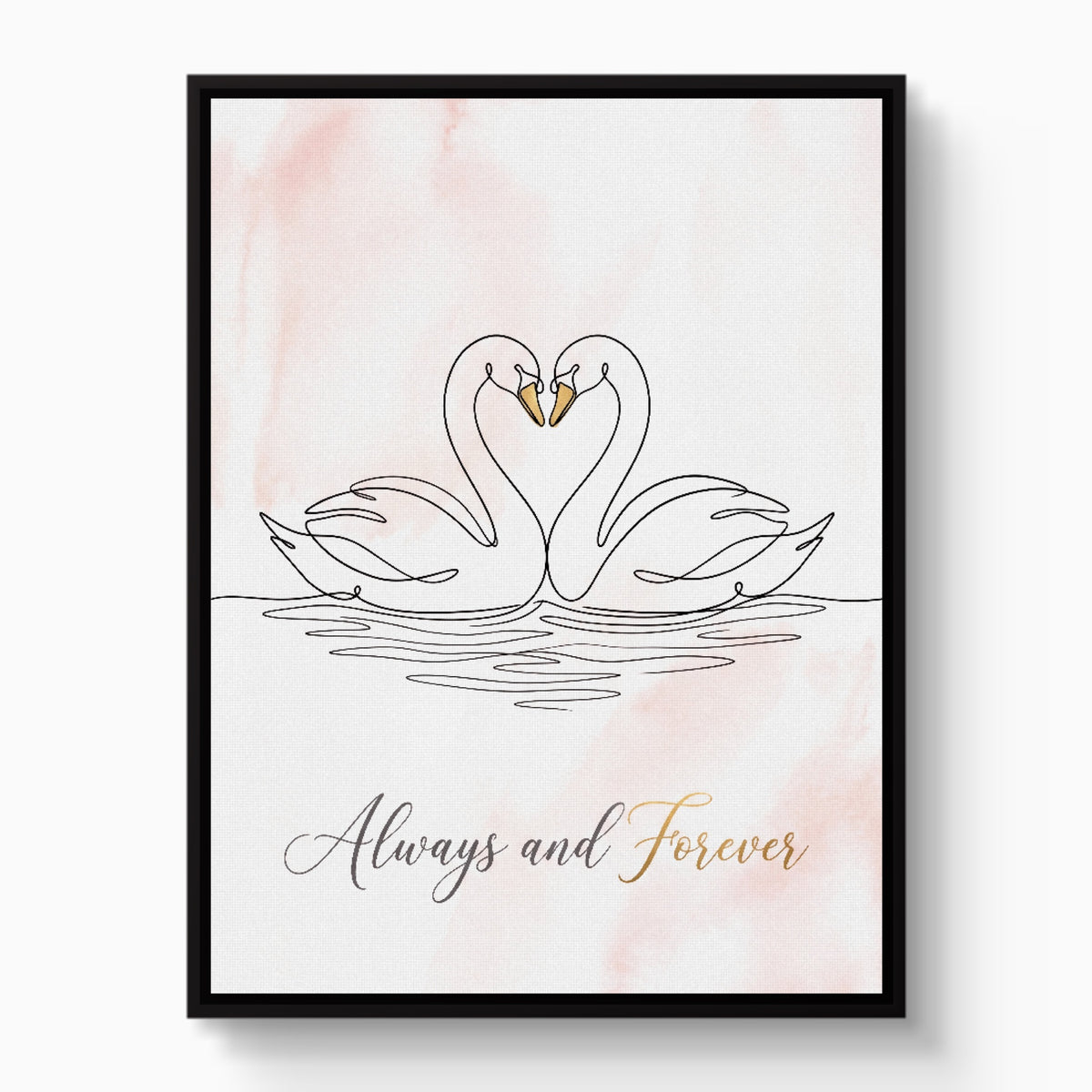 Swans Pink Heart — swans pink heart white studio framed black