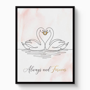 Swans Pink Heart — swans pink heart white studio framed black