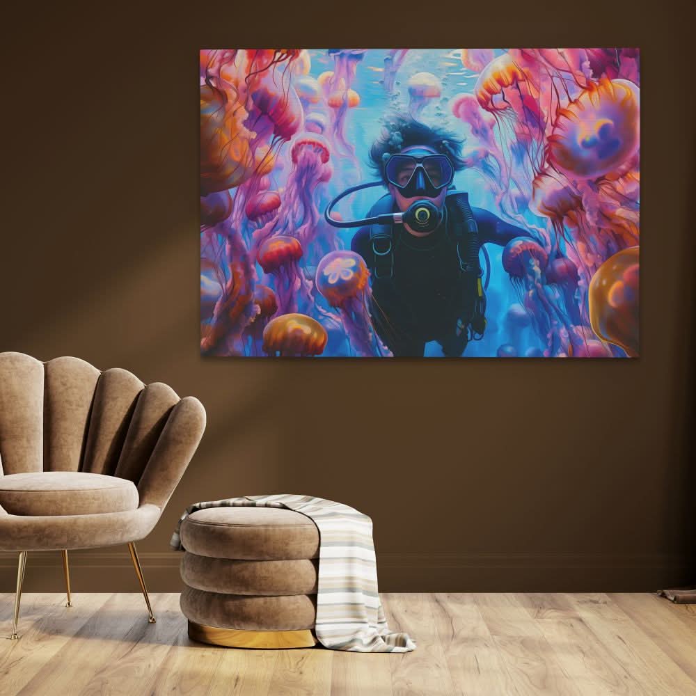 Swimming with Jellyfish - Luxury Wall Art