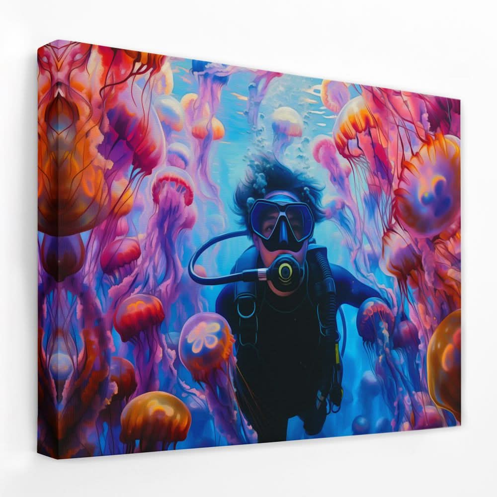 Swimming with Jellyfish - Luxury Wall Art
