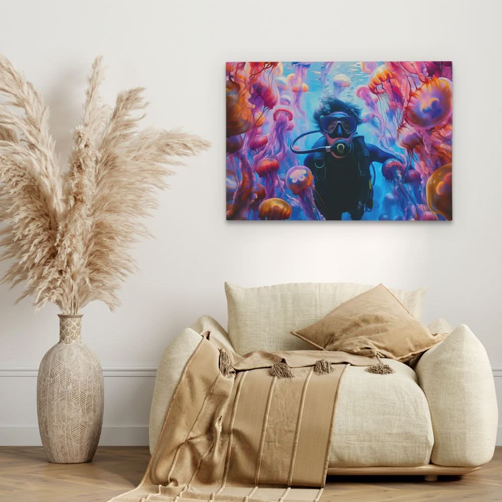 Swimming with Jellyfish - Luxury Wall Art