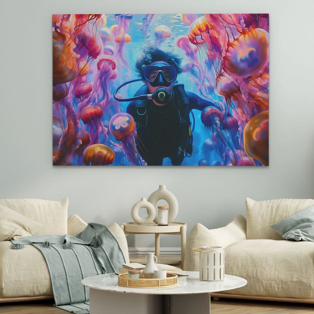 Swimming with Jellyfish - Luxury Wall Art