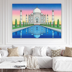 Taj Mahal Sunset Mirror — Taj Mahal Sunset Mirror White Couch and Wall 272