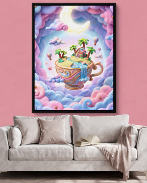 Teacup Island Vista — teacup island vista psd pink wall pink couch 1port framed black