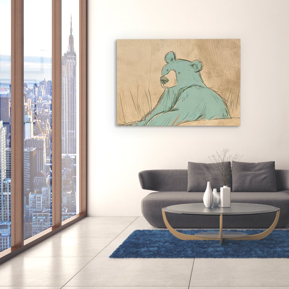 Teal Blue Bear - Luxury Wall Art