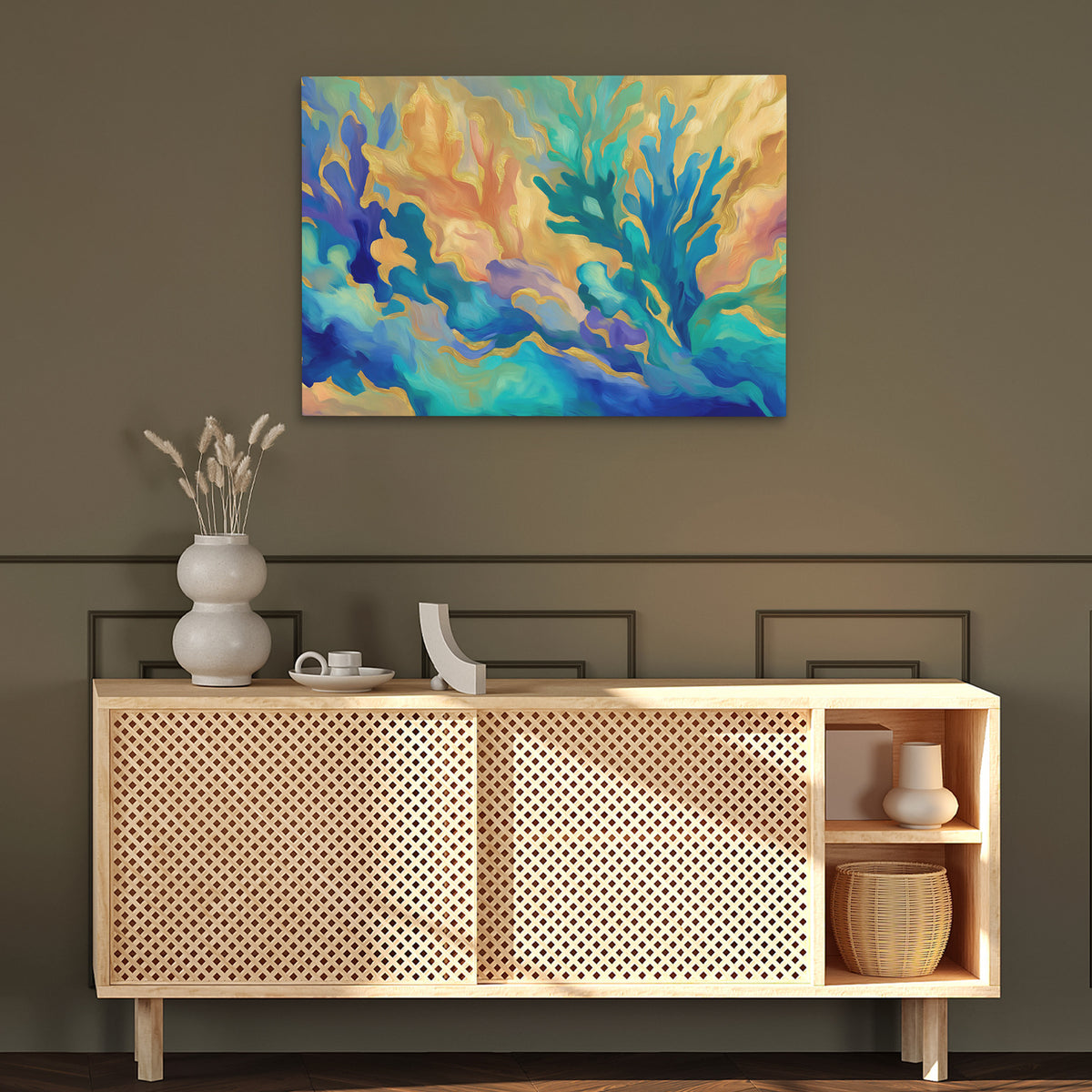 Teal Current Dance - Luxury Wall Art