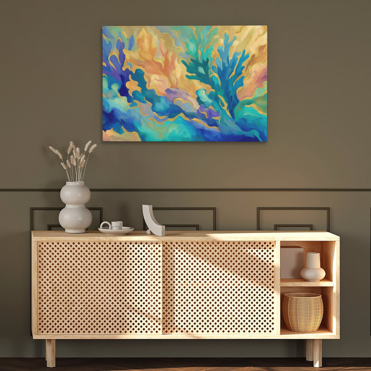 Teal Current Dance - Luxury Wall Art