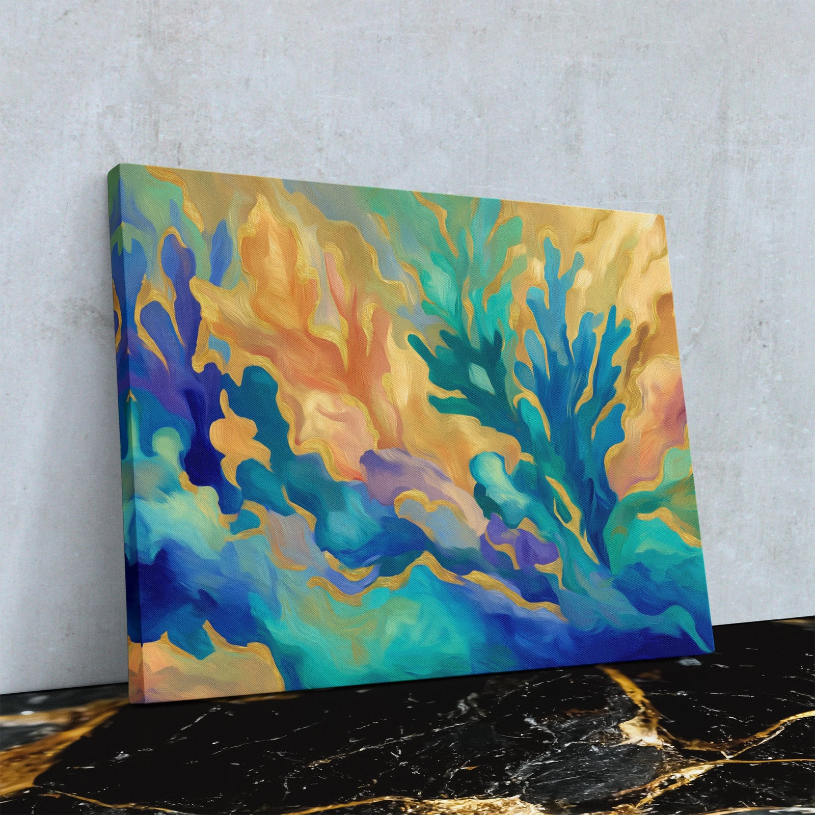 Teal Current Dance - Luxury Wall Art