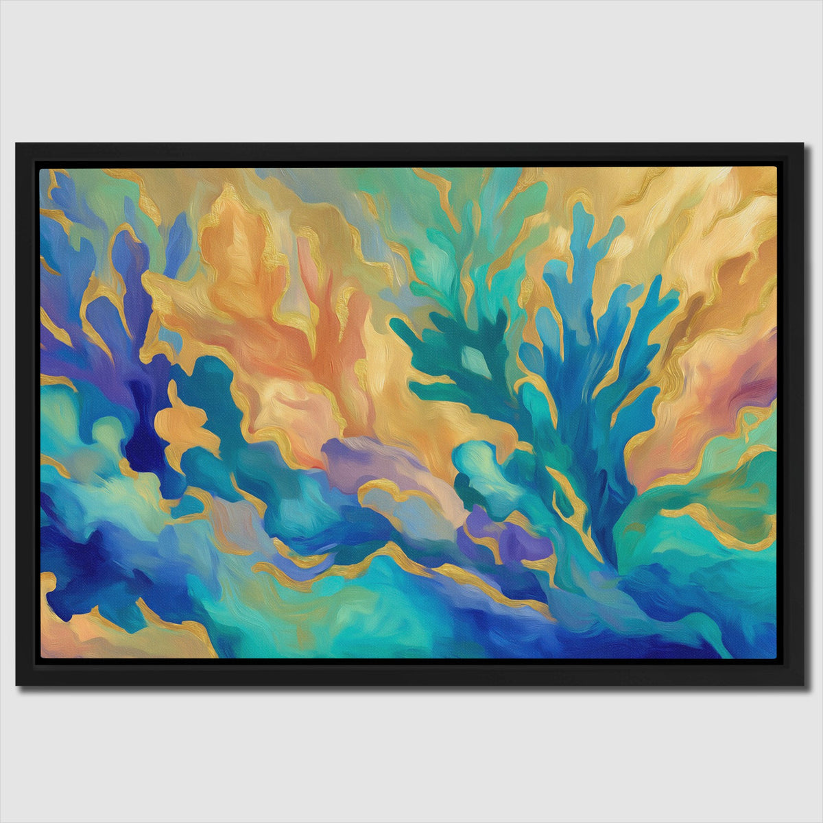 Teal Current Dance - Luxury Wall Art