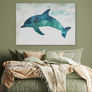 Teal Dolphin Jump - Luxury Wall Art