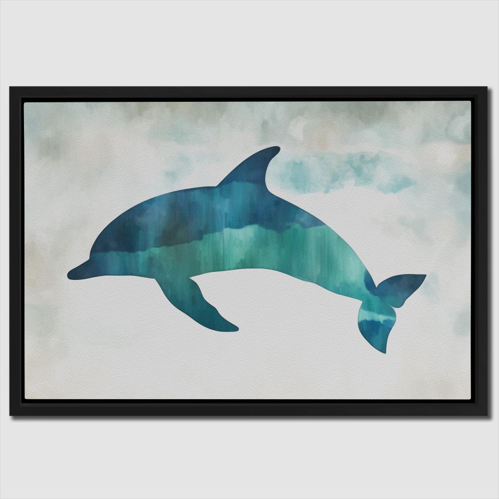 Teal Dolphin Jump - Luxury Wall Art