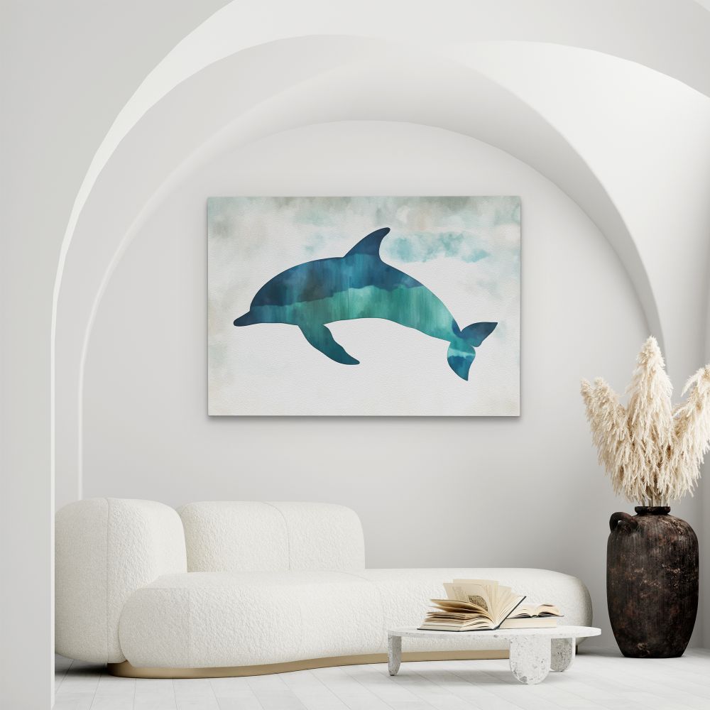 Teal Dolphin Jump - Luxury Wall Art