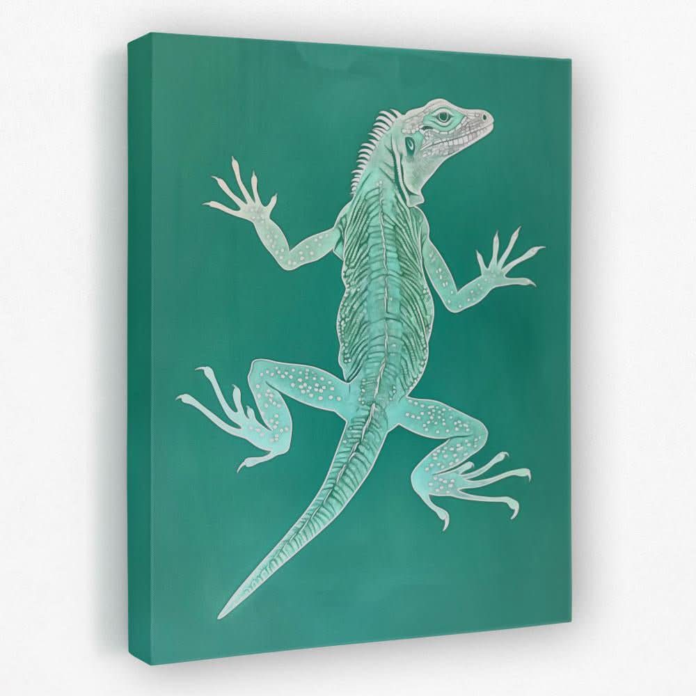 Teal Iguana - Animals Canvas Wall Art