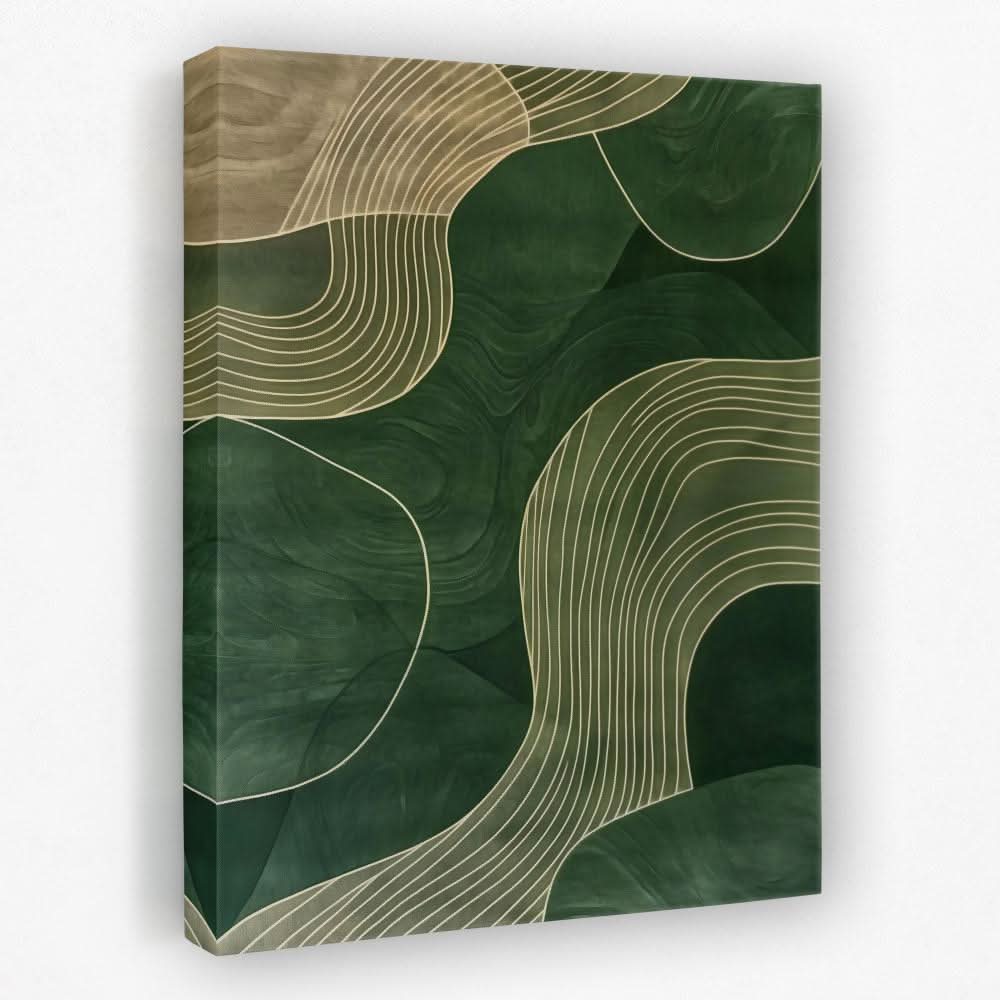 Textured Greens - Lines Canvas Wall Art