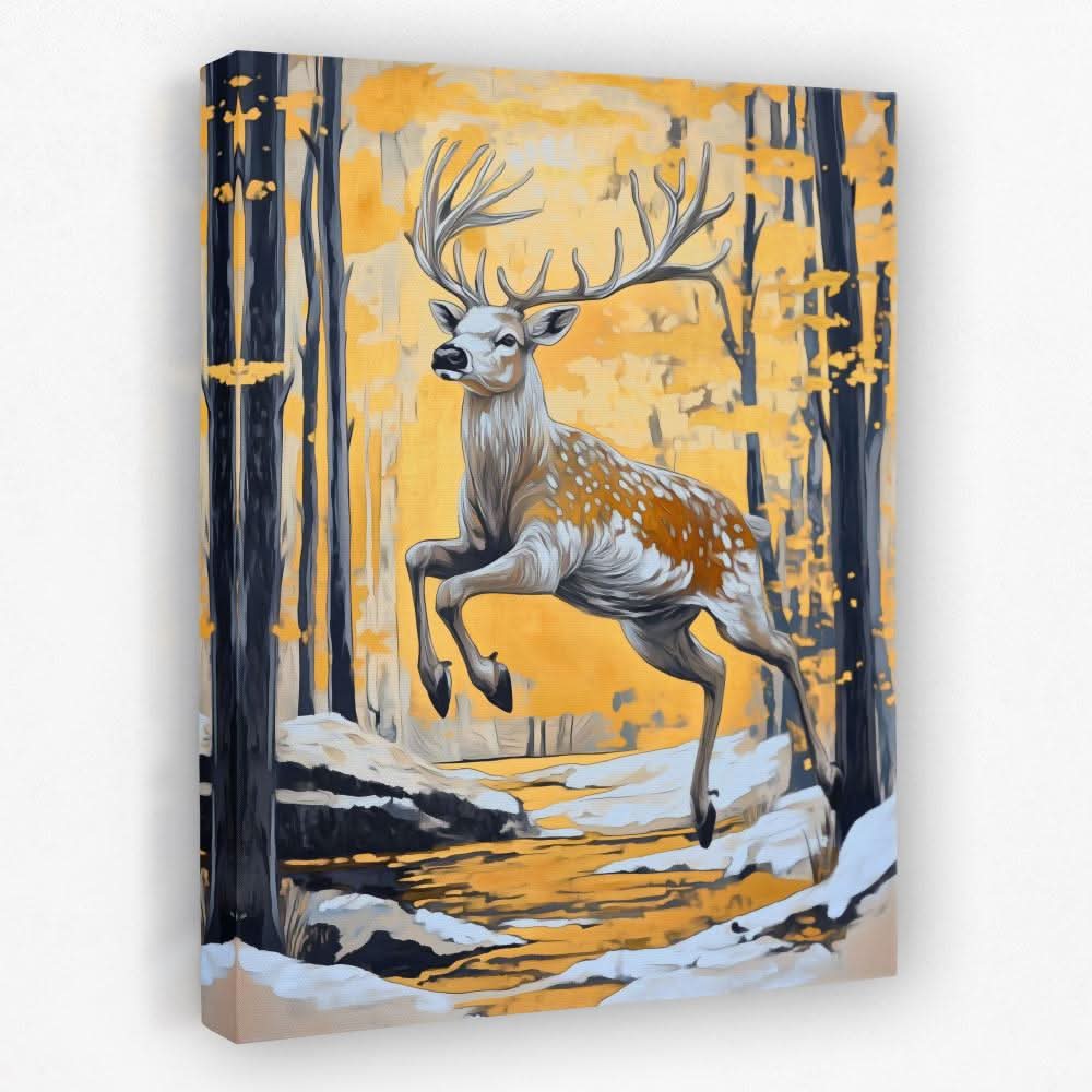 The Golden Stag - Animals Canvas Wall Art