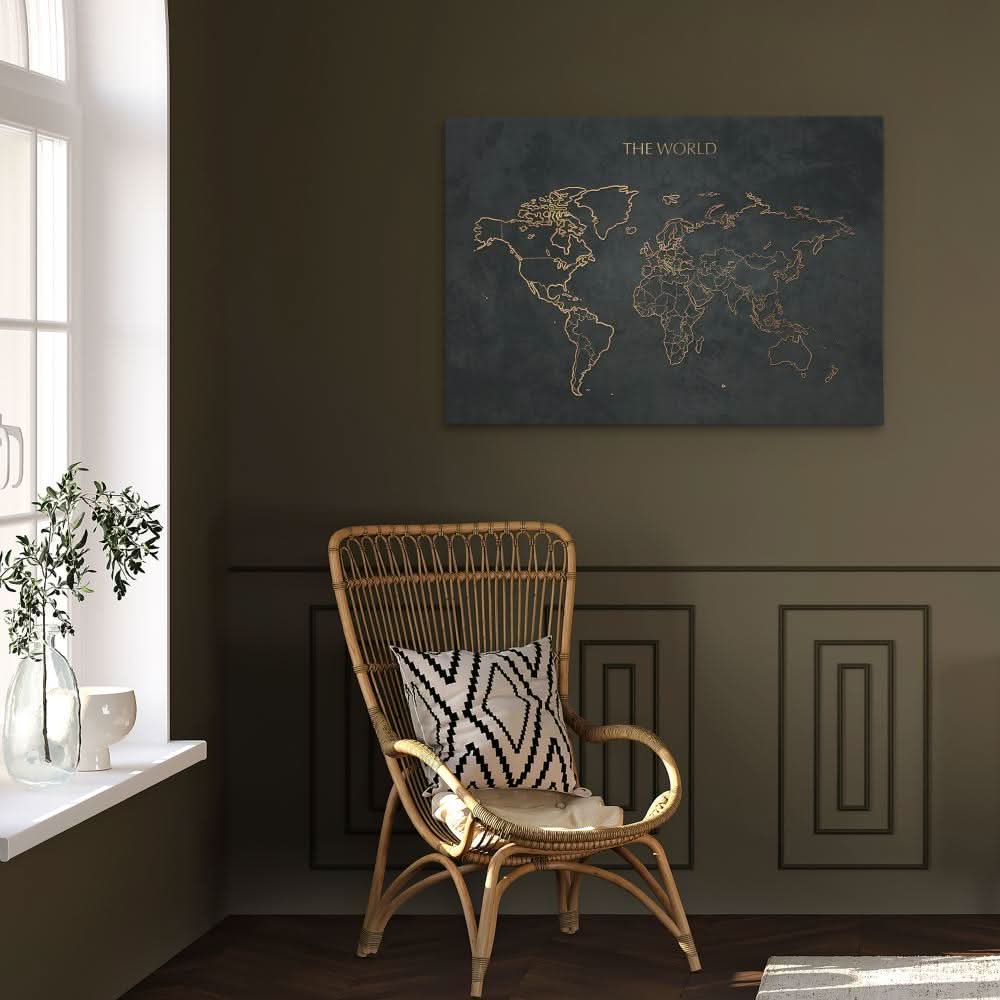 The World Map - Global Wall Art in Black Frame