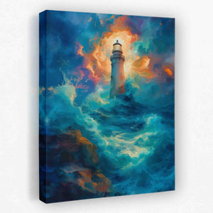 Thrashing Waves - Aqua Canvas Wall Art