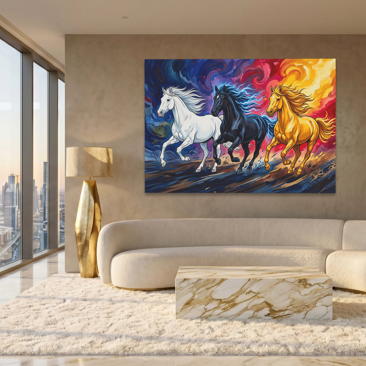 Three Horses Aflame — Three Horses Aflame White Gold Lux Land 315